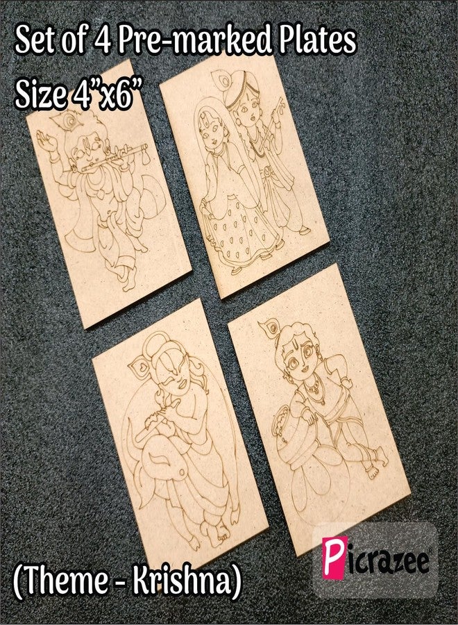 PICRAZEE DIY Art & Craft Kit With Pine MDF Base | Acrylic Colors, Brushes, Palette & Easel | Ideal For Oil & Acrylic Painting, Decoupage, Lippan, Texture Art, Resin & Kids DIY Projects (M2),Brown - Image 3